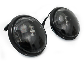 Headlamps black rim with LED internals - Clear Lens Porsche 911/964 - Black edition - 91163111599, 91163111299, 91163111399, 91163111499