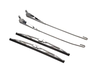 Scheibenwischerarm mit Wischerblättern, vorne, 2er-Set, Linkslenker, Silber. Porsche 911 1965–1994 - 9500001, 1698301210, 90162893000