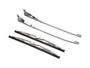 Wiper arm with blades, front, SET OF 2 LHD, Silver. Porsche 911 1965-94 - 9500001, 1698301210, 90162893000