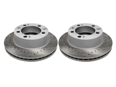 Brake Disc Rotor Front, Crossdrilled (PAIR). Porsche Boxster 986 - 98635140105, 98635140104 - 986 351 401 05 rd