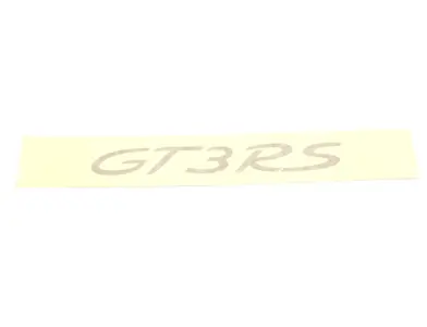 GT3 RS logo sticker, in White Gold Metallic. Porsche 997 GT3 - 99755923794539, 99755923794