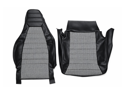 Front Seat Cover, Black Vinyl, Pepita centre. Porsche 911 1974-84