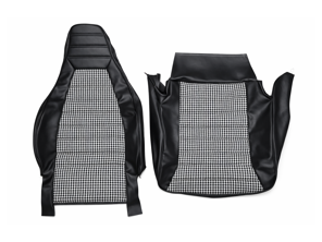 Housse de siège avant en vinyle noir, motif Pepita. Porsche 911 (1974-1984).