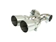 Fabspeed Maxflo True X-Pipe With Dual Tips, Single Wall Brushed Stainless Steel. Porsche 987 Boxster / Cayman (2005-2008) - 98711125401, 98711198100, 98711125831 - FS.POR.987.DLTBR