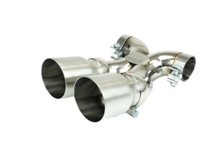 Fabspeed Maxflo True X-Pipe With Dual Tips, Single Wall Brushed Stainless Steel. Porsche 987 Boxster / Cayman (2005-2008) - 98711125401, 98711198100, 98711125831 - FS.POR.987.DLTBR