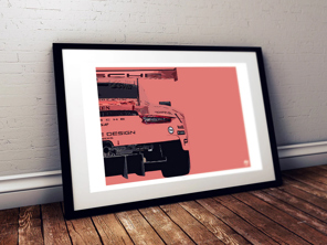 Porsche 911 991 RSR Pink Pig poster in Black frame