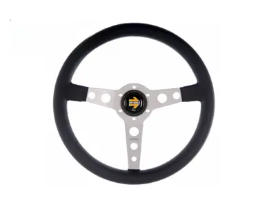 Prototipo stuur - zilver / zwart leer - Momo - M11111525111R