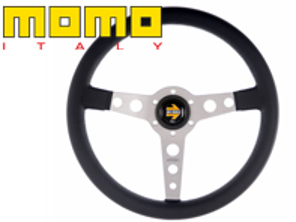Volante prototipo - argento / pelle nera- Momo - M11111525111R