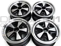 15' Style 548A Fuchs Style Alloy Wheels RSR BLACK & CHROME 7.0J and 8.0J For Porsche Car - 91136102041, 91136102042