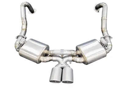 Rear sports exhaust titanium with valves and GT4 RS style trims. Porsche 981 Boxster / Cayman - 98111122101, 98111122102, 98111123100, 98111123101, 98111132100, 98111132101, 98111142100, 98111142101, 98111143101, 98111122202, 98111123200, 98111123201, 98111132200, 98111132201, 98111142200, 98111142201 - 9M8111192107KIT