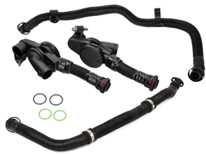 Engine crankcase vent breather valve kit. Porsche 970.2 Panamera S 3.0L 2014-16 - 94610723077, 94610722977, 94610724075, 94610723975