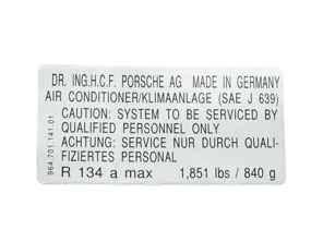 Adesivo per climatizzatore. Porsche 964 (USA) - 96470114101 - PAKK1