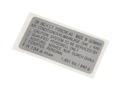Adesivo per climatizzatore. Porsche 964 (USA) - 96470114101 - PAKK1