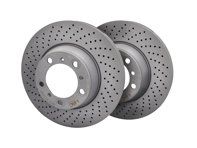 Brake disc rotor Rear, EBC Drilled. Porsche 996 / 997   D1605 - 99635240500, 99635240501, 99635240502, 99635240600, 99635240601, 99635240602 - D1604