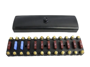 Pannello fusibili anteriore a 12 vie con moderni fusibili a lama. Porsche 911 dal 1965 al 1968 - 90161280120, 90161207214 - RD-REFUZE911.65-68