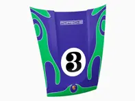 Arte mural con el capó del 911: carreras psicodélicas de Martini