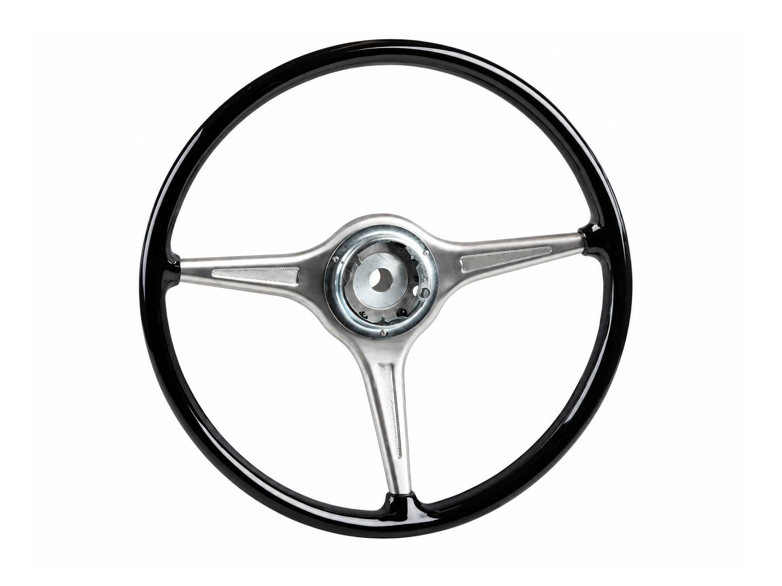 Steering Wheel, Black 420mm without Horn Push. Porsche 356B / 356C - 64434708405 - 1645500600