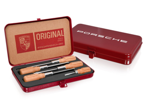 Porsche Wooden-handle screwdriver tool set with box, five-piece