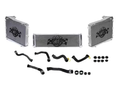 Radiateur en aluminium pour liquide de refroidissement et durites (lot de 3). Porsche 991 Turbo - 99110614101, 99610614201, 99110613801, 99110613802 - 7069, 7070, 7068