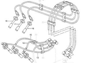 Ontsteking HT-kabel. Porsche 965 3.3L Turbo - 96560206008, 96560206009, 96560206010, 96560206011, 96560206012, 96560206013