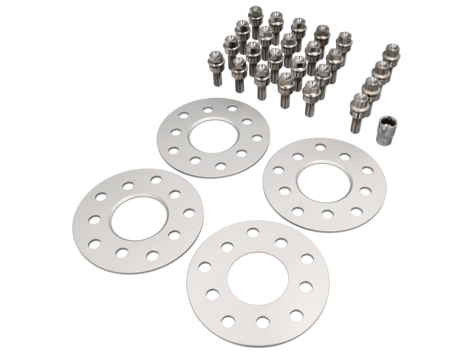Wheel spacers kit with Lightweight Titanium wheel bolts and locking bolt set (+5mm) SPACERKIT5TI