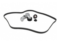Aandrijfriem met spanrol en geleiderolset. Porsche 955 / 957 / Cayenne V6 - 95510229900, 95510236101, 95510236100, 95510227600, 95510293300