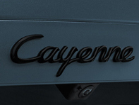 'Cayenne' rear lid badge, in Black (matt). Porsche 9YA Cayenne Turbo S E-Hybrid Coupe - 9Y004487026OK1, 9Y004487026