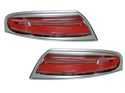Intermitentes traseros LED completos con borde plateado + intermitente secuencial LED para Porsche 996 - 99663148500, 99763148600, 99663148602, 99663148502, 99663143301, 99663143401, 99663143303, 99663143403 - DP122-CRSL