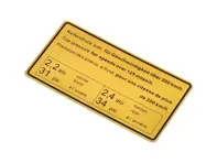 Sticker Tyre Pressure. Porsche 911 65-72 / 914 - 90100650700