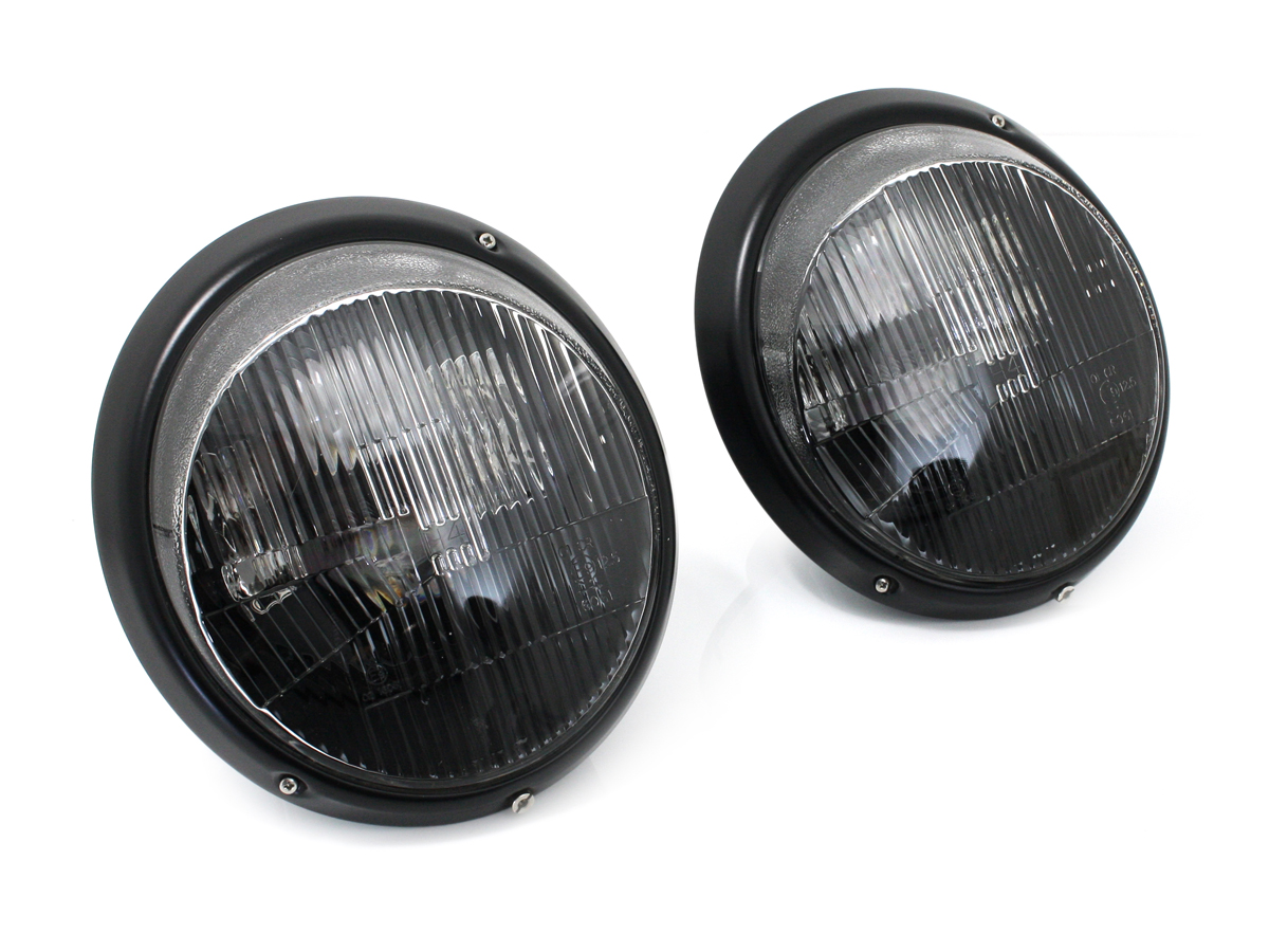 Headlamps black rim with LED internals - Standard Lens LHD  Porsche 911/964 - Black edition