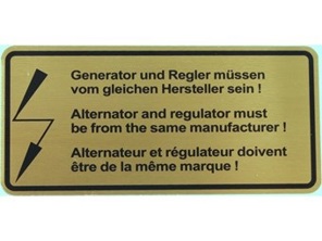Sticker Dynamo/regelaar. Porsche 911 / 912 / 914 1965-73 - 90100650800 - 1601501806