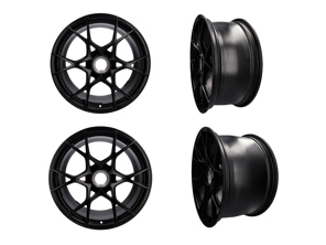 20' 718 GT4 RS Forged Aluminum Wheelset - Silk-Gloss Black - in Excellent, Like-New Condition. Porsche 718 (982) Boxster Spyder RS / Cayman GT4 RS 2019>> - 98204460305, 9GT601025DJE1, 9GT601025EJE1