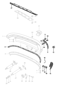 Kit Restauración Juntas Parachoques Trasero. Porsche 930 1983-89 - 91179950515, 91179950516, 91150537600, 90151179121, 90002508001, 90008402601, 91150532700, N0111856, 90002500804, 91150534700, 91150308505, 9305050890170A, 9305050900070A