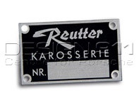 Reutter badge, 'Karosserienummer'. Porsche 356 - PSP70110200, PCG70110200
