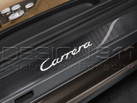 Zijdrempellijsten van carbon met logo. Porsche 991 (911) Carrera >>2013 - 99104480020, 99104480021, 99104480022, 99104480023