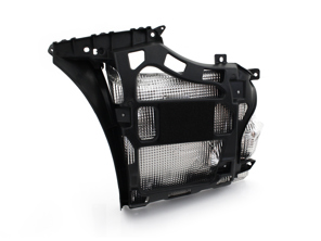 Soporte lateral del paragolpes trasero con pantalla térmica. Porsche 997.2 C2 - 99750583103, 99750583203, 99750583105, 99750583205