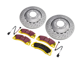 FRONT Sports Brake Disc and Pads Set. Porsche 718  Boxster Spyder / 718 Cayman GT4 - 98135140580, 98135140581, 98135140680, 98135140681, 9GT615301N, 9GT615302N, 99135194702, 99135194704, 9GT698151T, 9GT698151G, 99160918180, 9GT907637