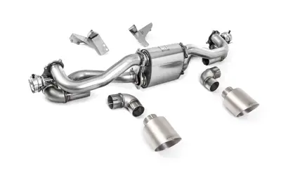Sistema de escape Milltek GPF-Back con válvula y tubos de escape GT-115 de titanio cepillado. Porsche 718 Boxster / Cayman / GT4 2020>> - 982251053F, 982251053H, 982251053K, 982251053E, 982251053D, 982251053G - SSXPO191