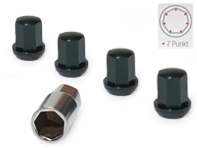 Wielsloten met sleutel, aluminium in zwarte afwerking. Porsche 911 / 964 / 993 / 944 / 968 / 928 / 924 - 9210110S, 99336105700