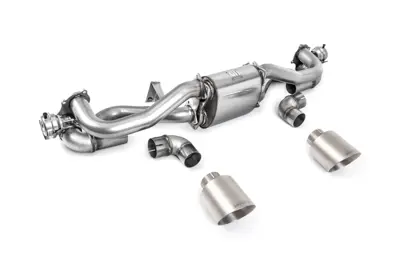 Milltek Sports Exhaust From GPF Backwards And Titanium Trims. Porsche 718 Cayman GT4 / Boxster GTS 4.0L - 982251053F, 982251053H, 982251053K, 982251053E - SSXPO167