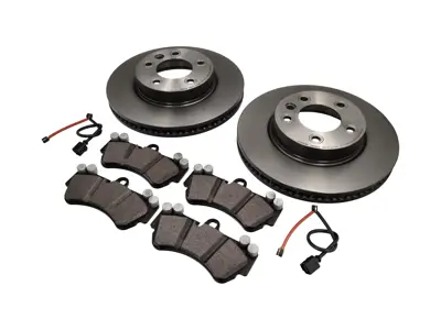 FRONT Brake Pads and Brake Disc Package. Porsche Cayenne 955 V6 - 95535140140, 95535140141, 95535140240, 95535140241, 95535193908, 95535193907, 95535140141BRE, 95535140241BRE, 95535193908BRE, 95561236502