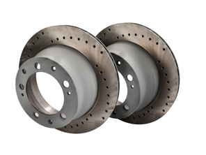 Brake Disc Rotor Rear, Crossdrilled (Pair). Porsche 944 1986-89 2.5L/2.7L / 944 1987-88 Turbo - 94435204103 - 944 352 041 03 rd