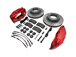 Remklauw & schijf 'Big Reds' Front Upgrade Kit voor Porsche 964 - 96535104300SEB, 96535104300, 96535104400SEB, 96535104400, 3604109302, 801600037, 3604209301, 99335194900BRE, 99335194900, 96535109600, 96535209601, SPR0800-4P, 99907340201 - FVD351964499ALU