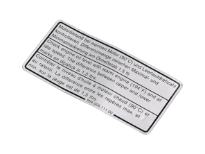 Sticker Engine Oil Level. Porsche 964 / 993 - 96400611100