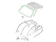 前挡风玻璃有色，带天线。适用于 2005-2013 款保时捷 997.1 / 997.2 敞篷车。 - 99754111103, 99754191102, 99754191103, 99754191106, 99754191107, 99754191110, 99754191111, 99754191118, 99754191119, 99754111102