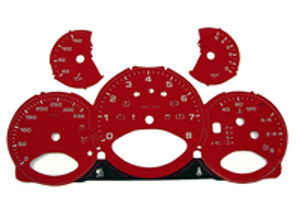 Instrumentengesichtssatz, Rot. Porsche 997.2 PDK - KPH - 330 MPH - 9764121003PDK - F97 641 210 03TIP, F9764121003TIP