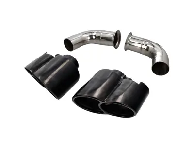 Tuyaux d'échappement 4 tubes 'MID-NIGHT BLACK EDITION' DesignTek. Porsche 996 C2 / C4 - 99611105402, 99611105404, 99611105403, 99611125158, 99611125159, 99611125160, 99611105302, 99611105304, 99611105303, 99611125258, 99611125259, 99611125260