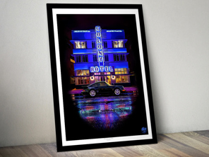 黑色边框保时捷 911 964 Turbo Miami 海报