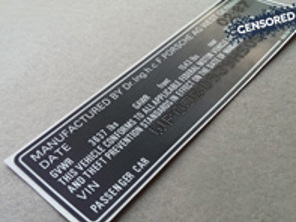 VIN-Nummernaufkleber für Türstau. Porsche 911 (930) Turbo 1987 - 93070111217