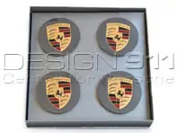 Wheel Caps with Coloured Crest for Porsche 718 Boxster / Cayman (Set of 4) - 00004460506, 00004460706